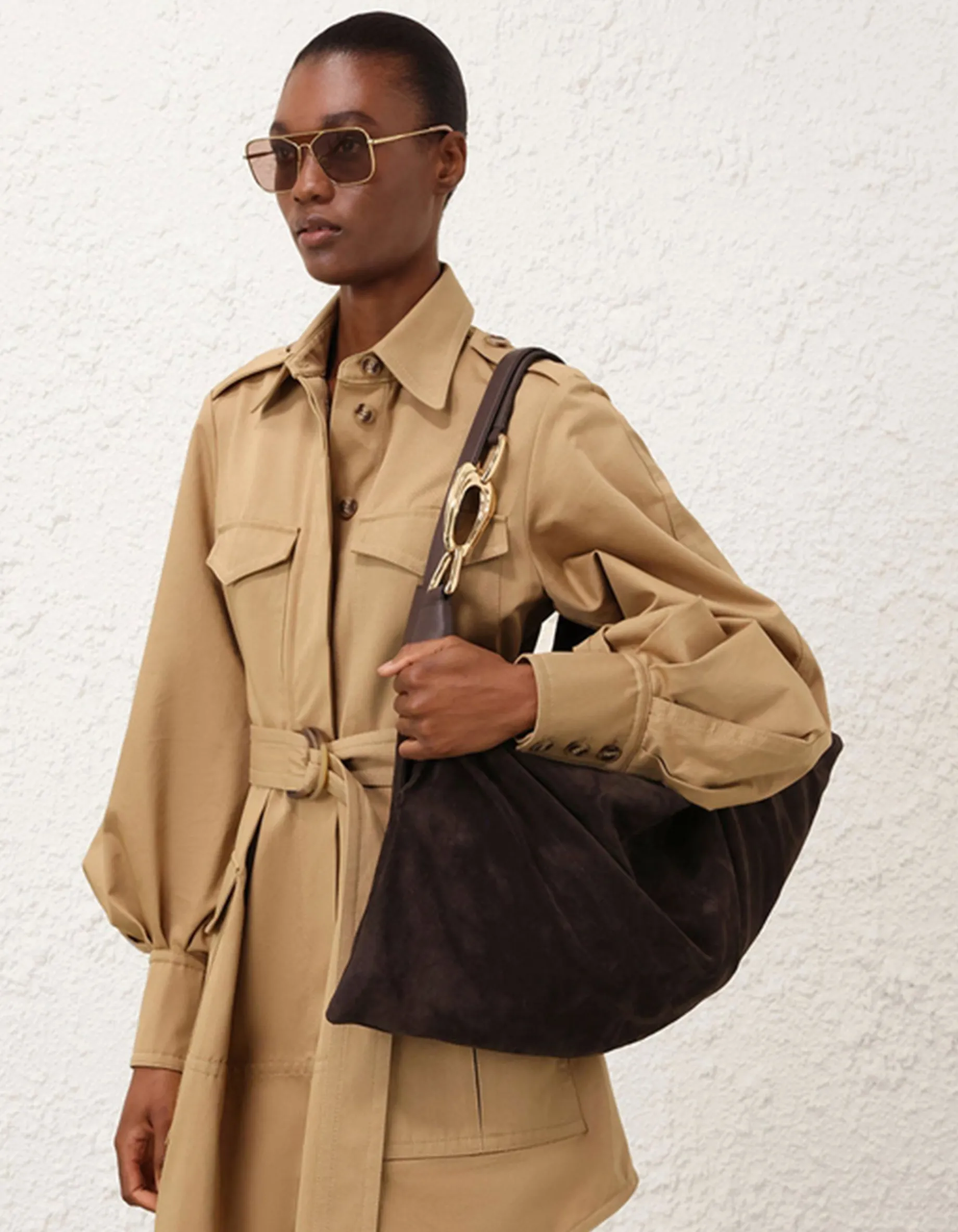 Veloursleder Hobo-Tasche Trampoline