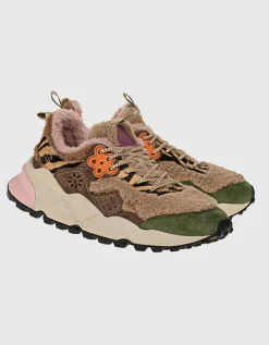 Veloursleder Sneaker mit Teddyfelldetails