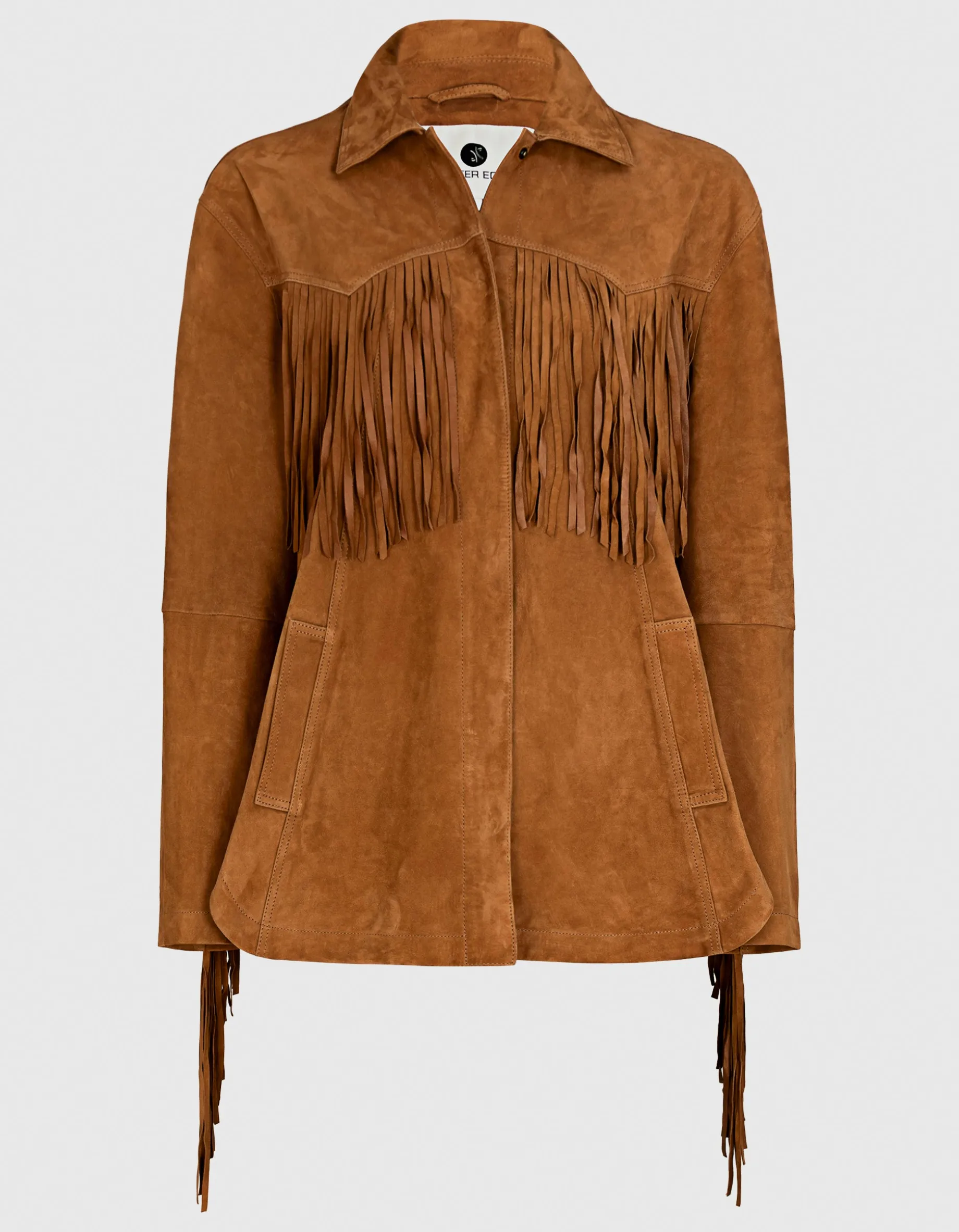 Veloursleder-Jacke Ginny mit Fransen-Details