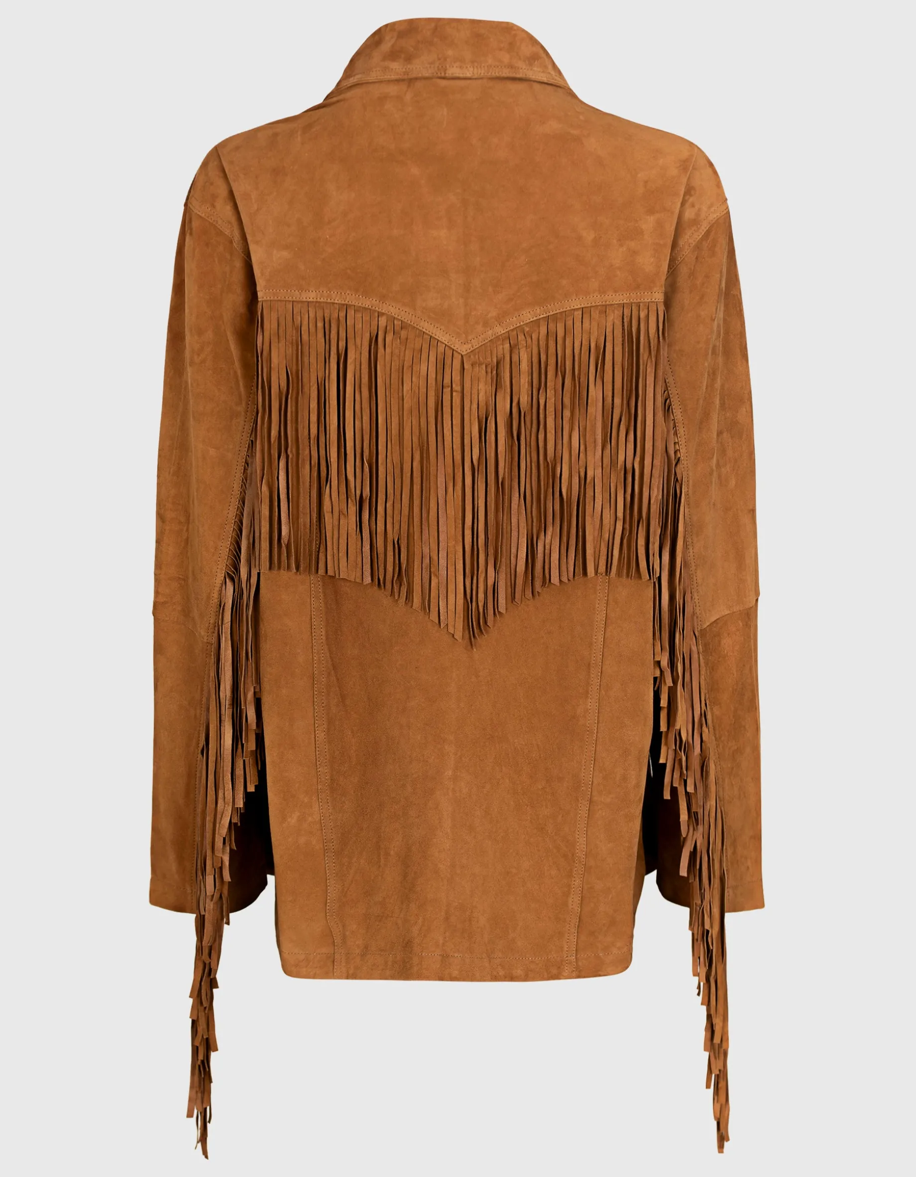 Veloursleder-Jacke Ginny mit Fransen-Details