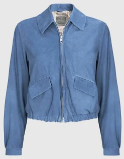 Veloursleder-Jacke mit Zipper