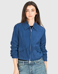 Veloursleder-Jacke mit Zipper