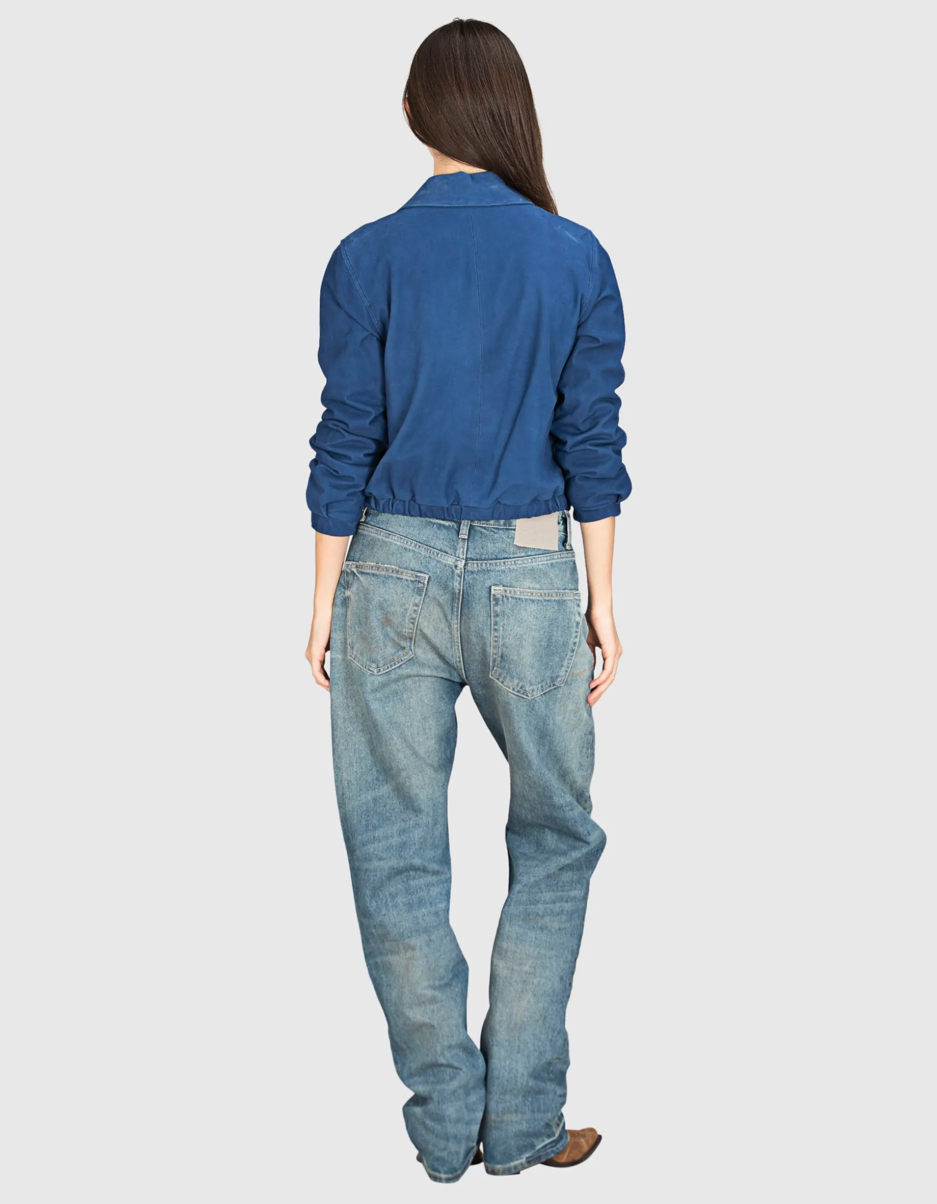 Veloursleder-Jacke mit Zipper