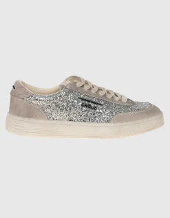Veloursleder-Sneaker mit Glitter-Finish