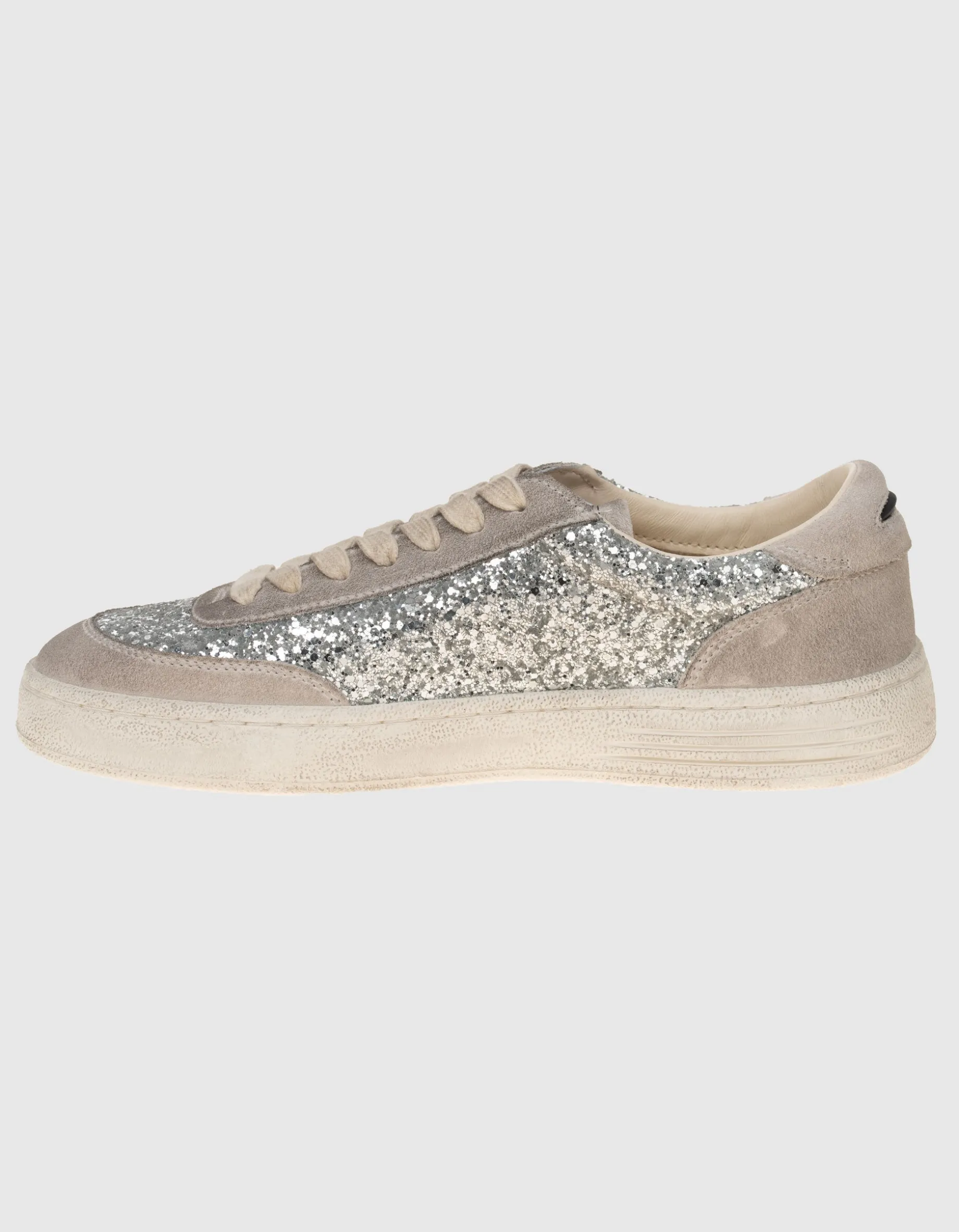 Veloursleder-Sneaker mit Glitter-Finish