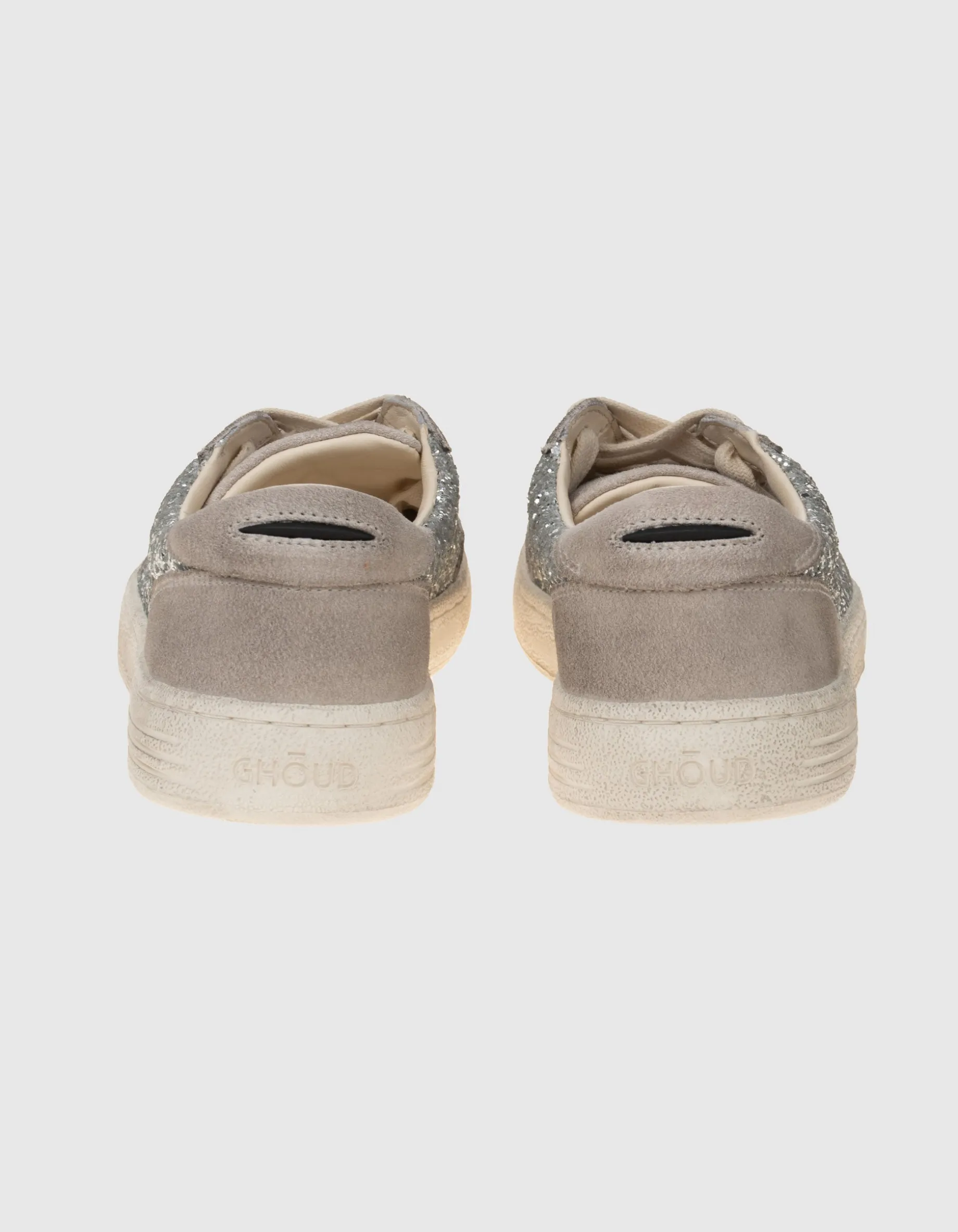 Veloursleder-Sneaker mit Glitter-Finish