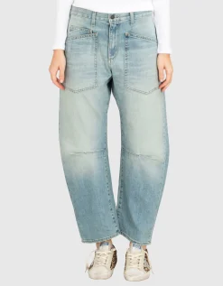 Washed-Out Barrel-Leg-Jeans Shon