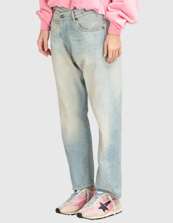 Washed-Out Crossover Jeans