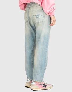 Washed-Out Crossover Jeans