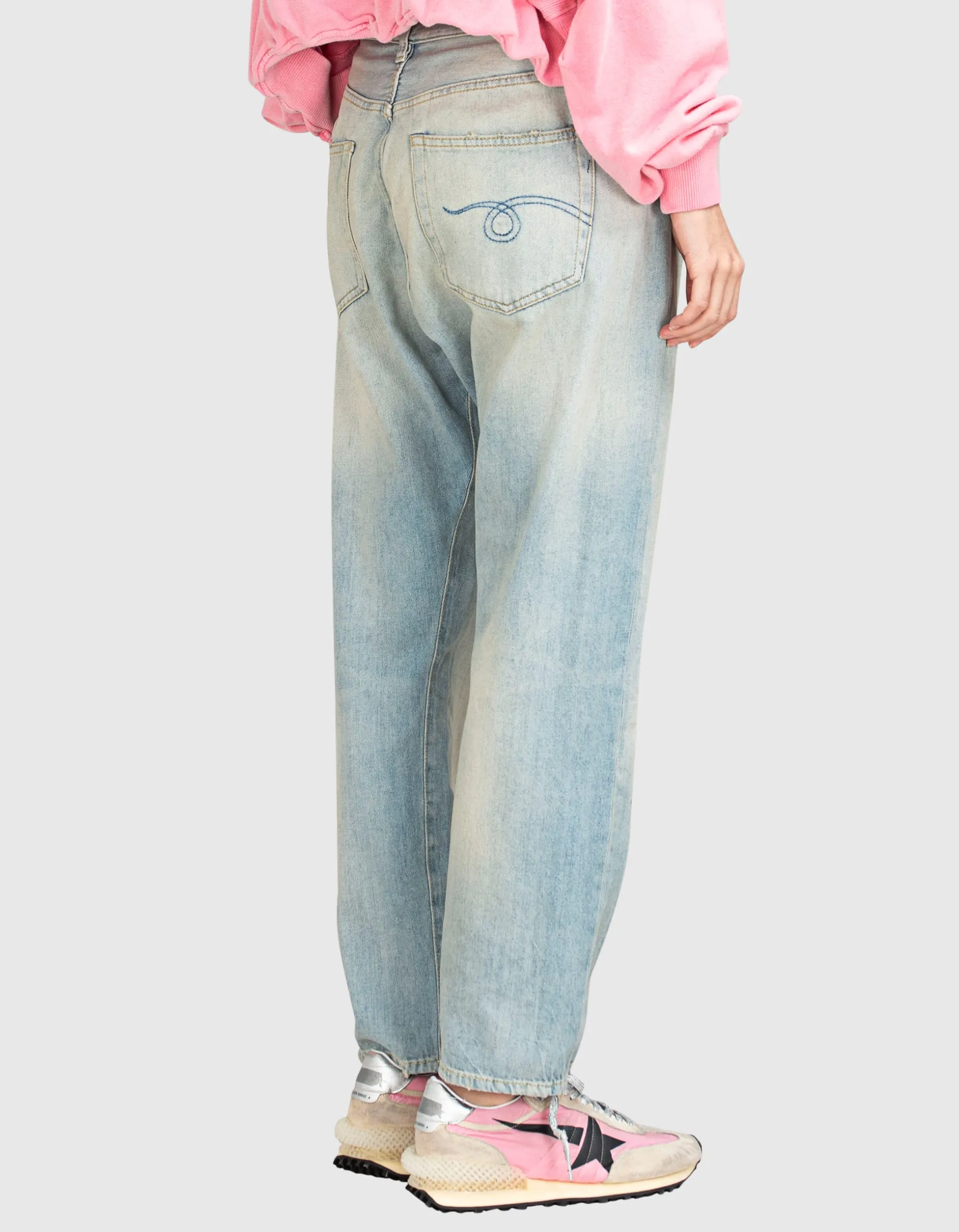 Washed-Out Crossover Jeans