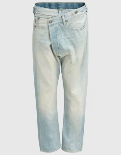 Washed-Out Crossover Jeans