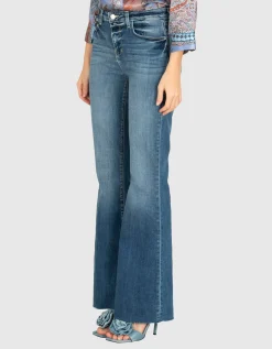 Washed-Out Flared-Leg Jeans