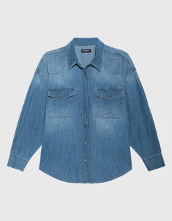 Washed-Out Jeanshemd mit Brusttaschen