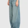 Washed-Out Wide-Leg Jeans