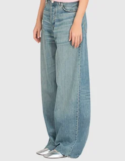 Washed-Out Wide-Leg Jeans