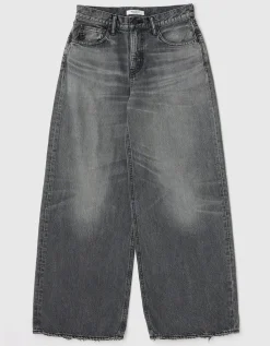 Washed-Out Wide-Leg Jeans