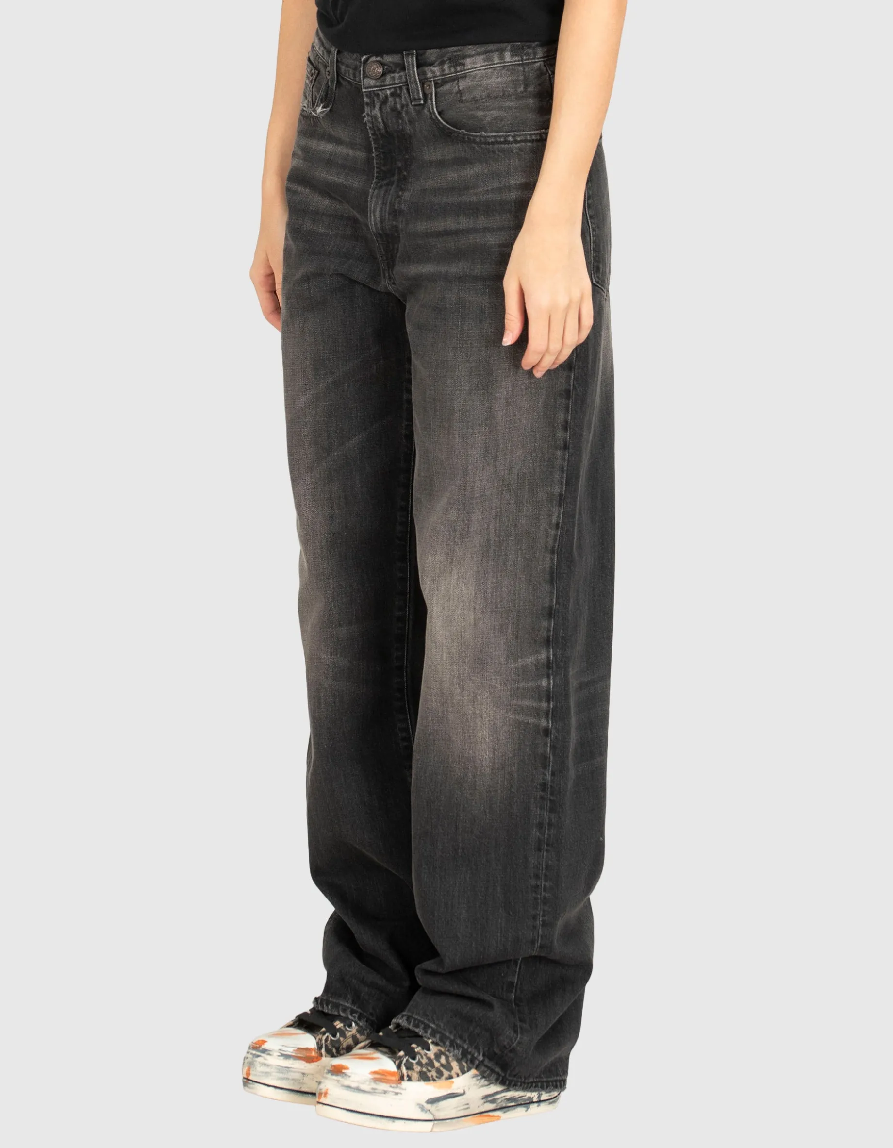 Washed-Out Wide-Leg Jeans