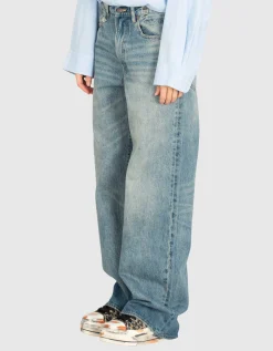 Washed-Out Wide-Leg Jeans