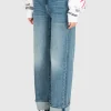 Washed-Out Wide-Leg Jeans