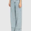 Washed-Out Wide-Leg Jeans