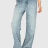 Washed-Out Wide-Leg Jeans