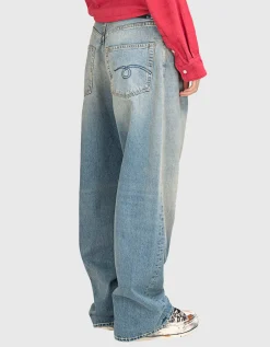 Washed-Out Wide-Leg Jeans
