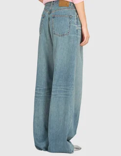 Washed-Out Wide-Leg Jeans