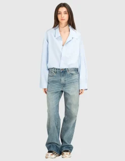 Washed-Out Wide-Leg Jeans