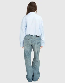 Washed-Out Wide-Leg Jeans
