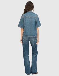 Washed-Out Wide-Leg Jeans