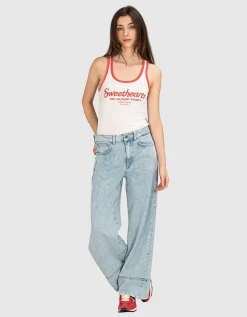 Washed-Out Wide-Leg Jeans