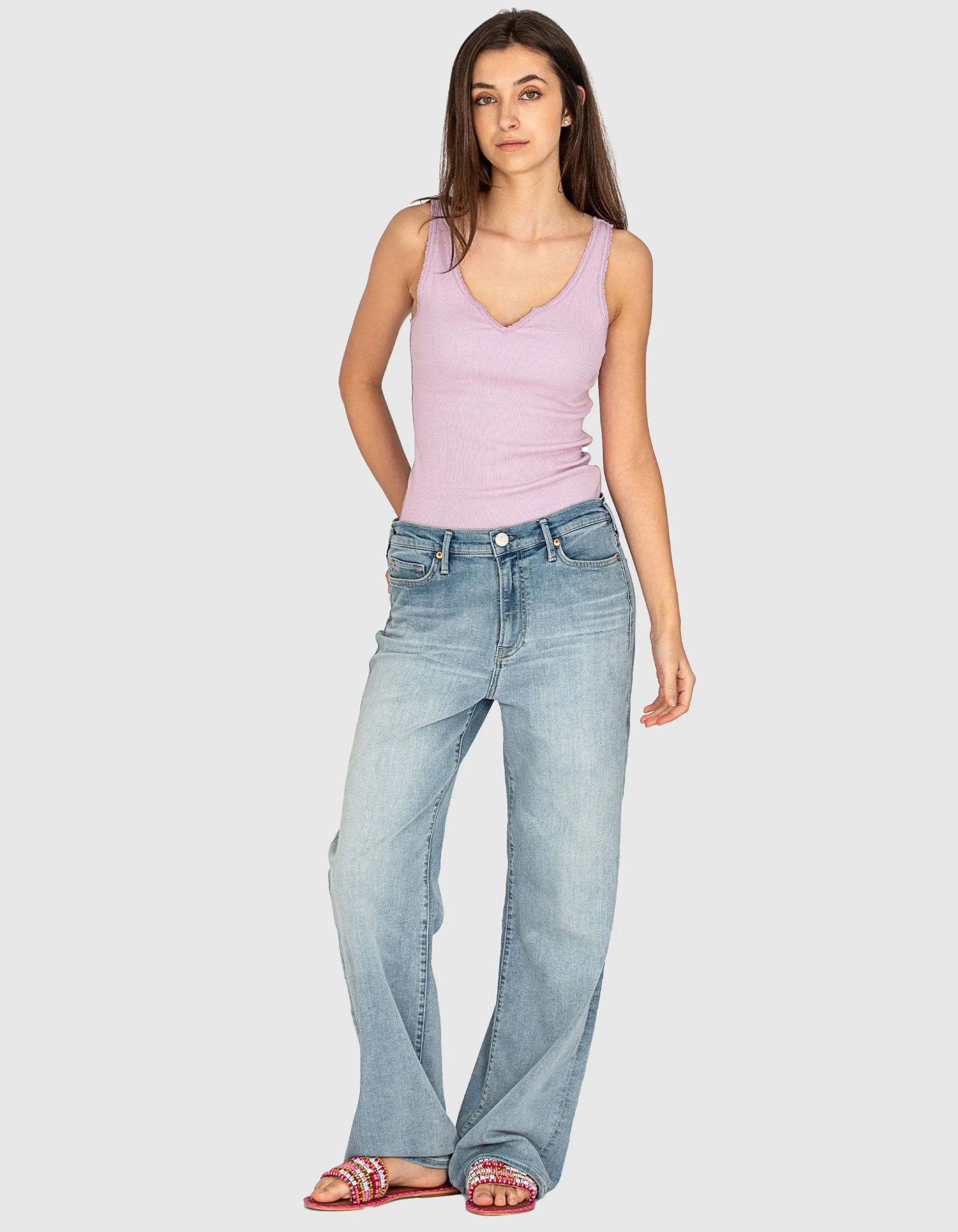 Washed-Out Wide-Leg Jeans