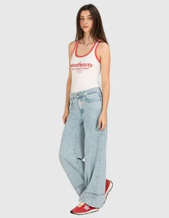 Washed-Out Wide-Leg Jeans
