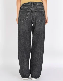 Washed-Out Wide-Leg Jeans Low Slung Baggy