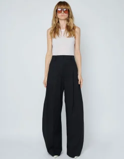 Wide-Leg Bundfalten-Chino