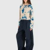 Wide-Leg Bundfalten-Chino