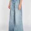 Wide-Leg Bundfalten-Jeans