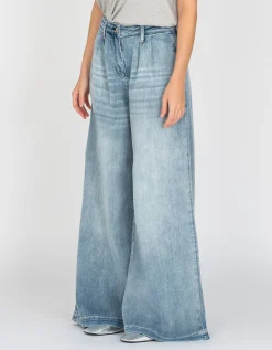 Wide-Leg Bundfalten-Jeans