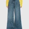 Wide-Leg Bundfalten-Jeans
