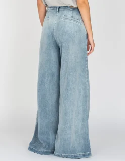 Wide-Leg Bundfalten-Jeans