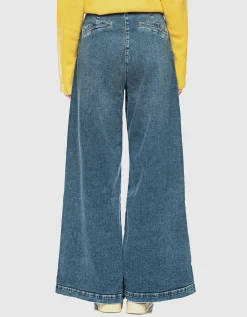 Wide-Leg Bundfalten-Jeans