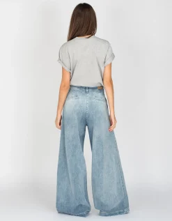 Wide-Leg Bundfalten-Jeans