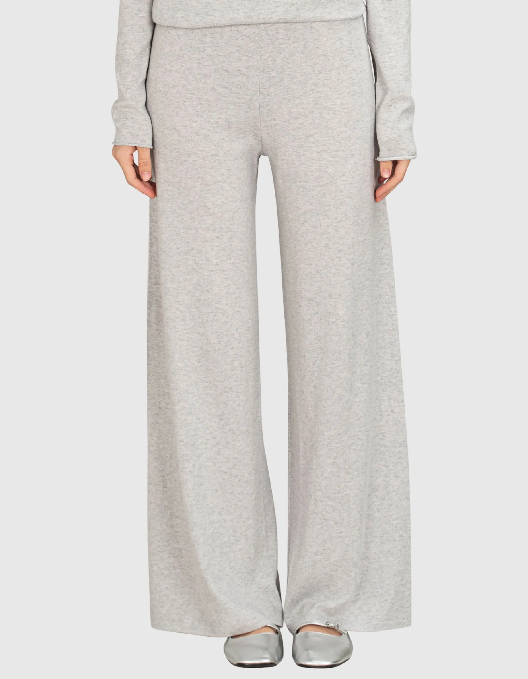 Wide-Leg Feinstrick-Hose mit Kaschmir-Anteil