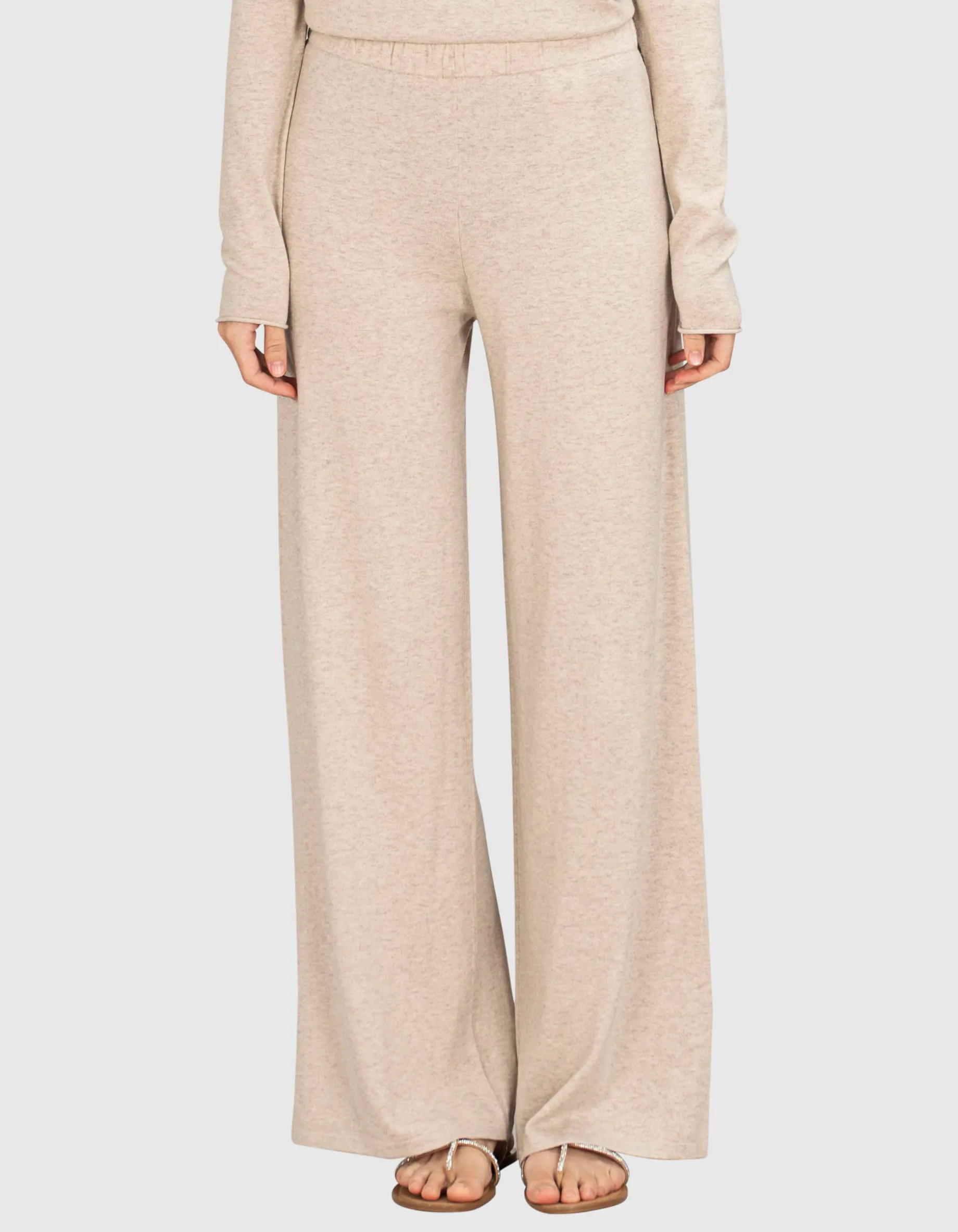 Wide-Leg Feinstrick-Hose mit Kaschmir-Anteil