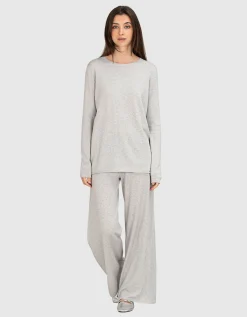 Wide-Leg Feinstrick-Hose mit Kaschmir-Anteil
