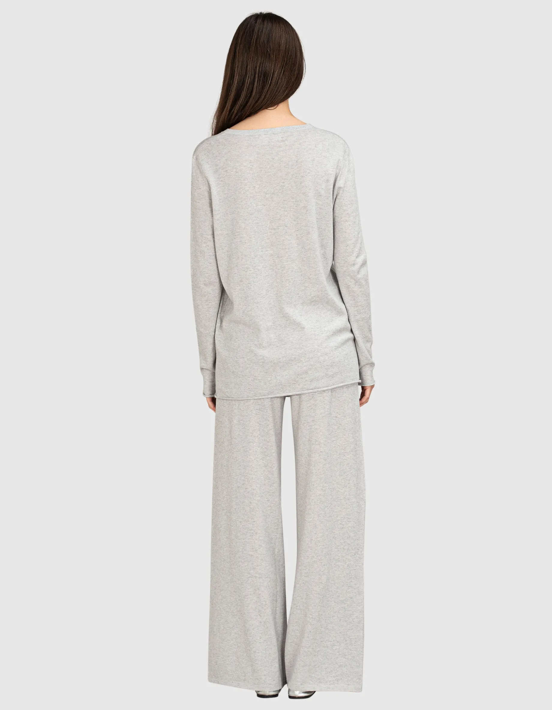 Wide-Leg Feinstrick-Hose mit Kaschmir-Anteil