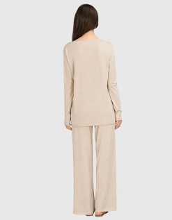 Wide-Leg Feinstrick-Hose mit Kaschmir-Anteil