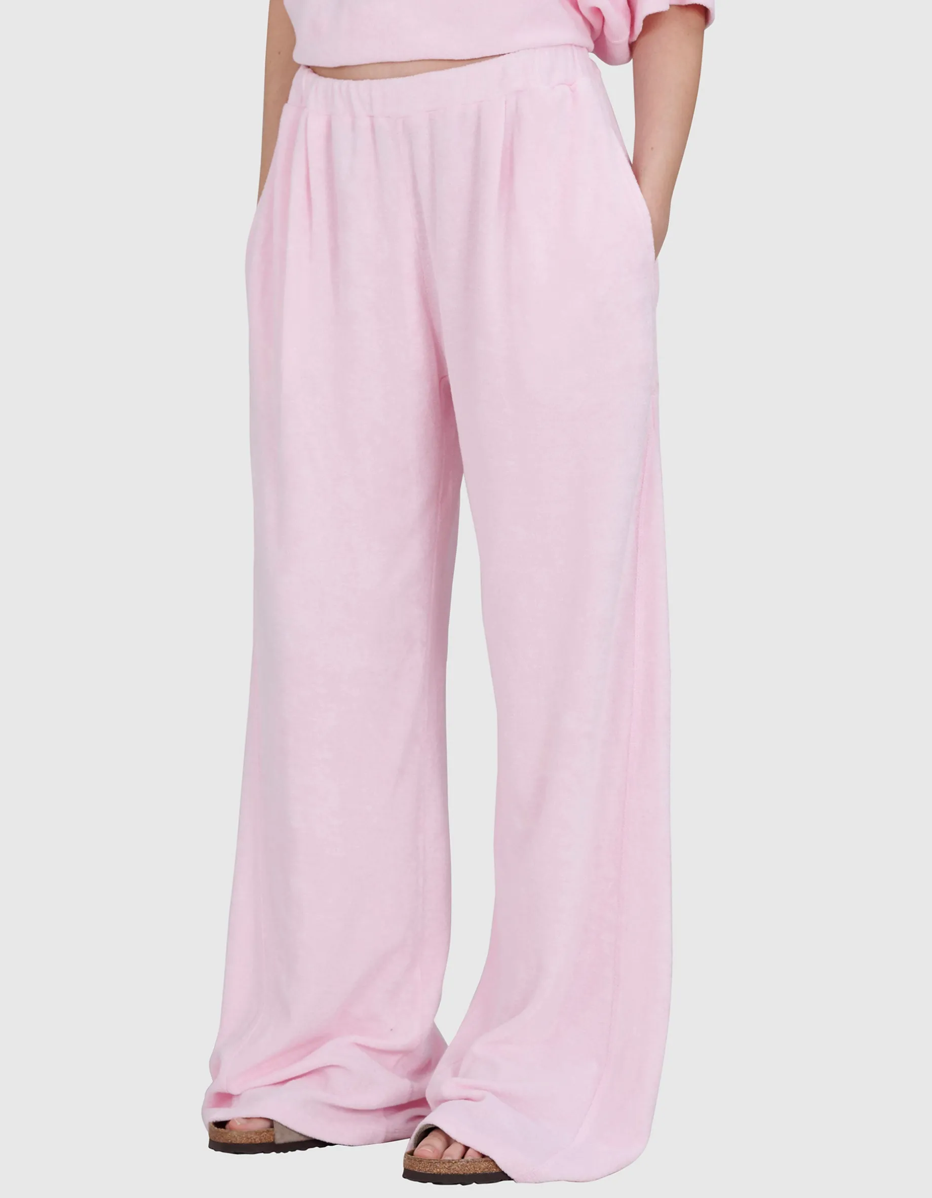 Wide-Leg Frottee Hose