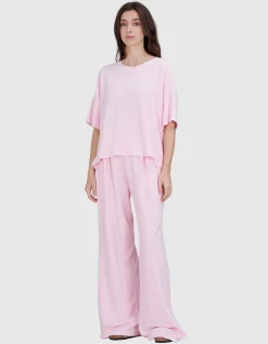 Wide-Leg Frottee Hose