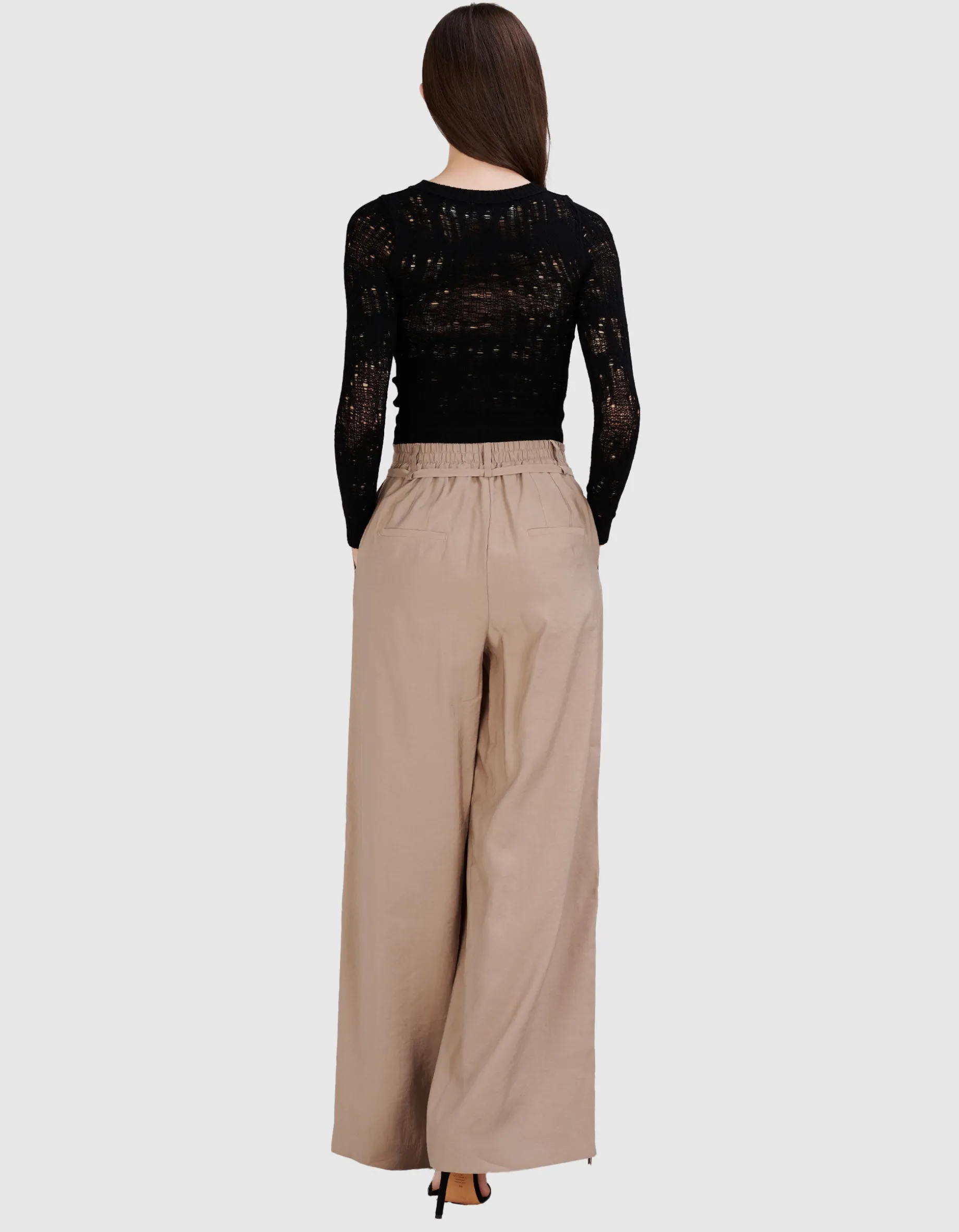 Wide-Leg Hose mit Bindegürtel